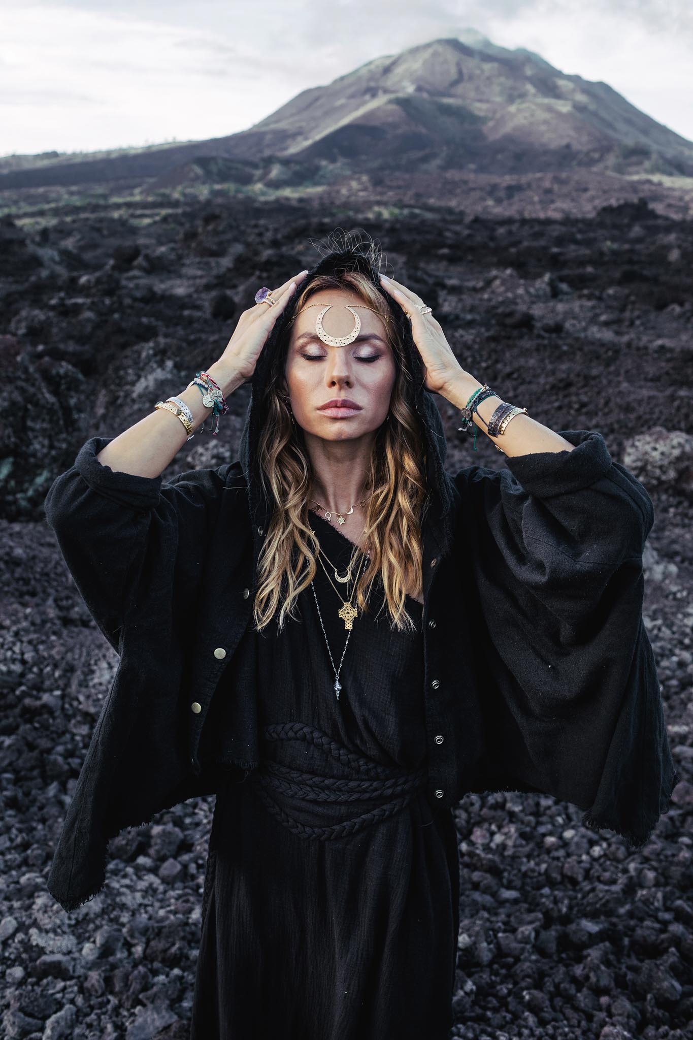 Organic Black Boho One Shoulder Dress • Black Wedding Dress - AYA Sacred Wear