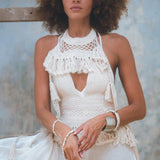 Organic Off - White Boho Top • Boho Empress Top • Crochet Tank Top Women - AYA Sacred Wear