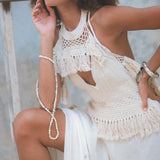 Organic Off - White Boho Top • Boho Empress Top • Crochet Tank Top Women - AYA Sacred Wear