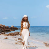 Organic Off - White Boho Top • Tank Crop Top with Handmade Knots - AYA Sacred Wear