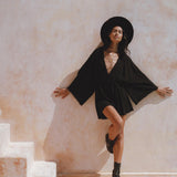 Oversized Hand Knotted Jumpsuit • Black Mini Elegant Jumpsuit • Asymmetrical Jumpsuit - AYA Sacred Wear