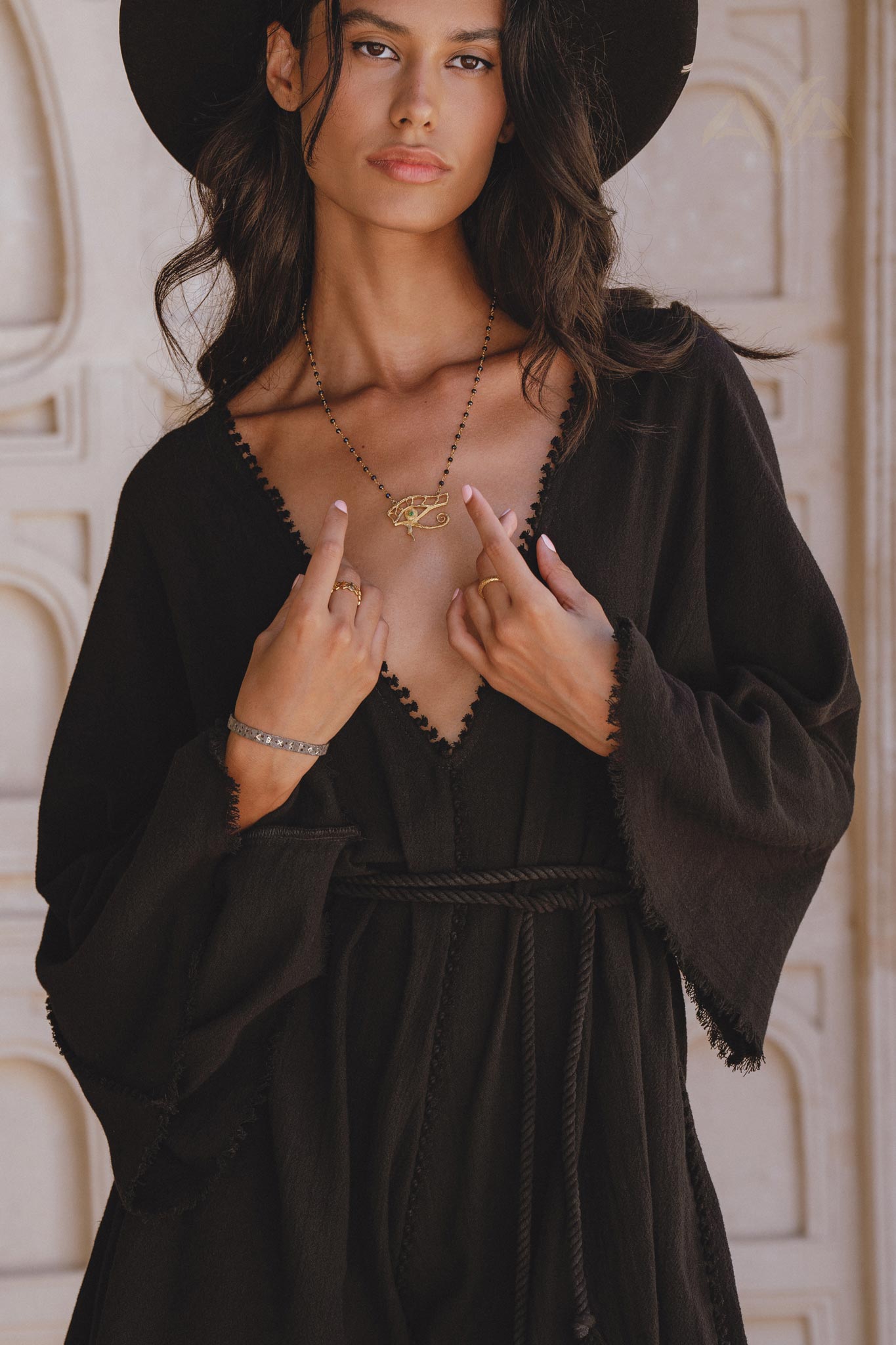 Oversized Hand Knotted Jumpsuit • Black Mini Elegant Jumpsuit • Asymmetrical Jumpsuit - AYA Sacred Wear