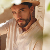 Pale Pink Linen Classic Minimalist Shirt for Men - AYA Sacred Wear
