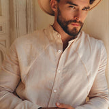 Pale Pink Linen Classic Minimalist Shirt for Men - AYA Sacred Wear
