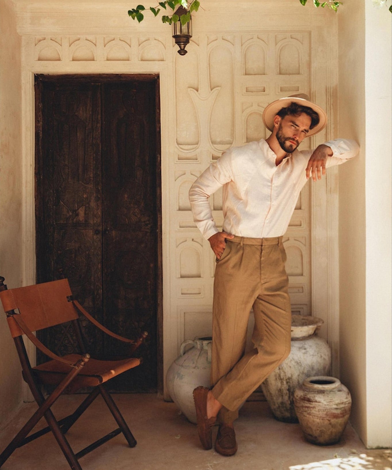 Pale Pink Linen Classic Minimalist Shirt for Men - AYA Sacred Wear
