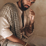 Pale Pink Linen Shirt for Men with Handmade Braids - AYA Sacred Wear