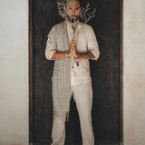 Pale Pink Linen Shirt for Men with Handmade Braids - AYA Sacred Wear