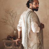 Pale Pink Linen Shirt for Men with Handmade Braids - AYA Sacred Wear