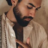 Pale Pink Linen Shirt for Men with Handmade Braids - AYA Sacred Wear