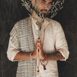 Pale Pink Linen Shirt for Men with Handmade Braids - AYA Sacred Wear