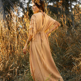 Pale Yellow Boho Dress • Plus Size Dress for Women • Kaftan Maxi Dress - AYA Sacred Wear