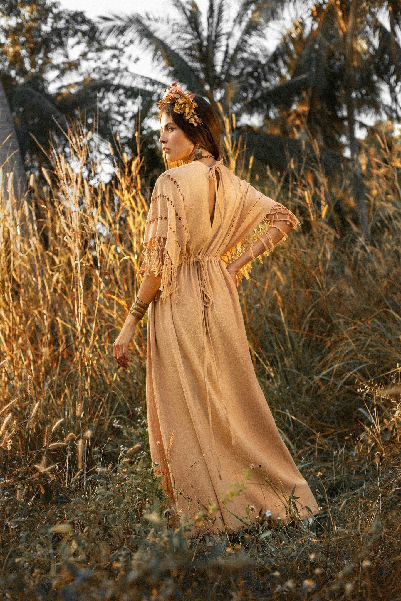 Pale Yellow Boho Dress • Plus Size Dress for Women • Kaftan Maxi Dress - AYA Sacred Wear