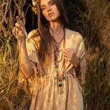Pale Yellow Boho Dress • Plus Size Dress for Women • Kaftan Maxi Dress - AYA Sacred Wear