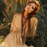 Pale Yellow Boho Dress • Plus Size Dress for Women • Kaftan Maxi Dress - AYA Sacred Wear