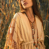 Pale Yellow Boho Dress • Plus Size Dress for Women • Kaftan Maxi Dress - AYA Sacred Wear