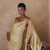 Peace Silk Boho Dress • Mini Cocktail Dress • Evening Gold Silk Dress - AYA Sacred Wear