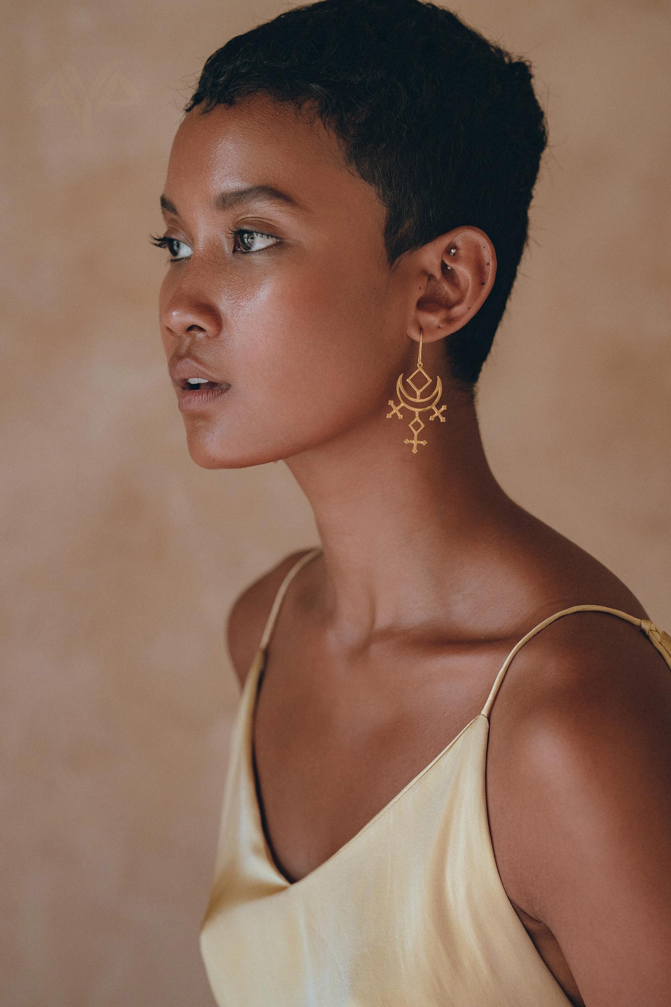 Peace Silk Boho Dress • Mini Cocktail Dress • Evening Gold Silk Dress - AYA Sacred Wear