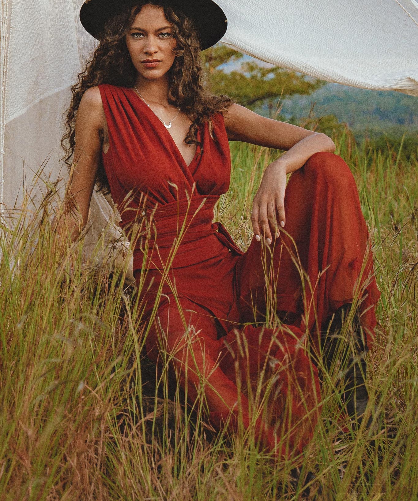 Peace Silk & Cotton Red Rose Jumpsuit • Backless Evening Overall Romper - AYA Sacred Wear
