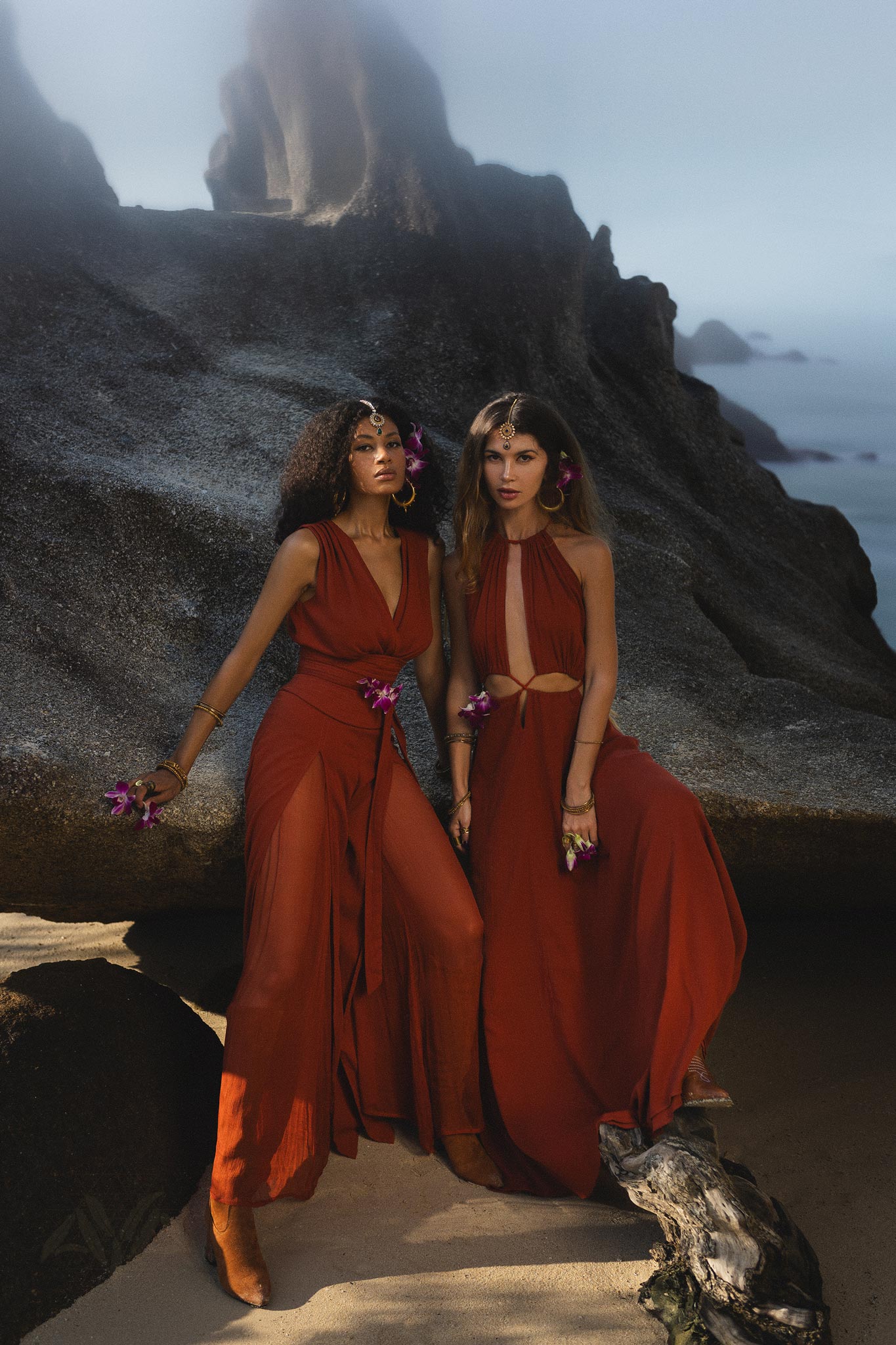 Peace Silk & Cotton Red Rose Jumpsuit • Backless Evening Overall Romper - AYA Sacred Wear