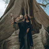 Peace Silk Slip Dress • Natural Silk Dress Women • Black Long Maxi Dress - AYA Sacred Wear