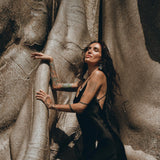Peace Silk Slip Dress • Natural Silk Dress Women • Black Long Maxi Dress - AYA Sacred Wear