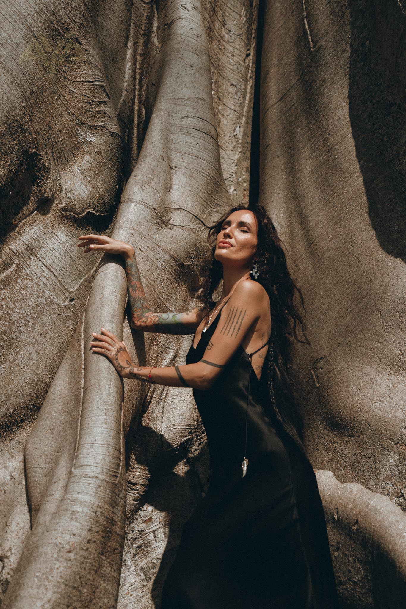 Peace Silk Slip Dress • Natural Silk Dress Women • Black Long Maxi Dress - AYA Sacred Wear