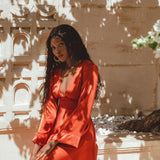 Peace Silk Formal Dress - Ethically made Red Gown perfect for Beach Weddings or special occasions.