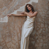 Pearl White Silk Simple Wedding Dress • Peace Silk Boho Dress Women - AYA Sacred Wear