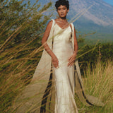 Pearl White Silk Simple Wedding Dress • Peace Silk Boho Dress Women - AYA Sacred Wear