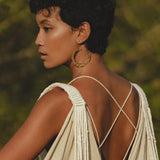 Pearl White Silk Simple Wedding Dress • Peace Silk Boho Dress Women - AYA Sacred Wear