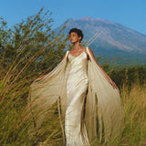 Pearl White Silk Simple Wedding Dress • Peace Silk Boho Dress Women - AYA Sacred Wear