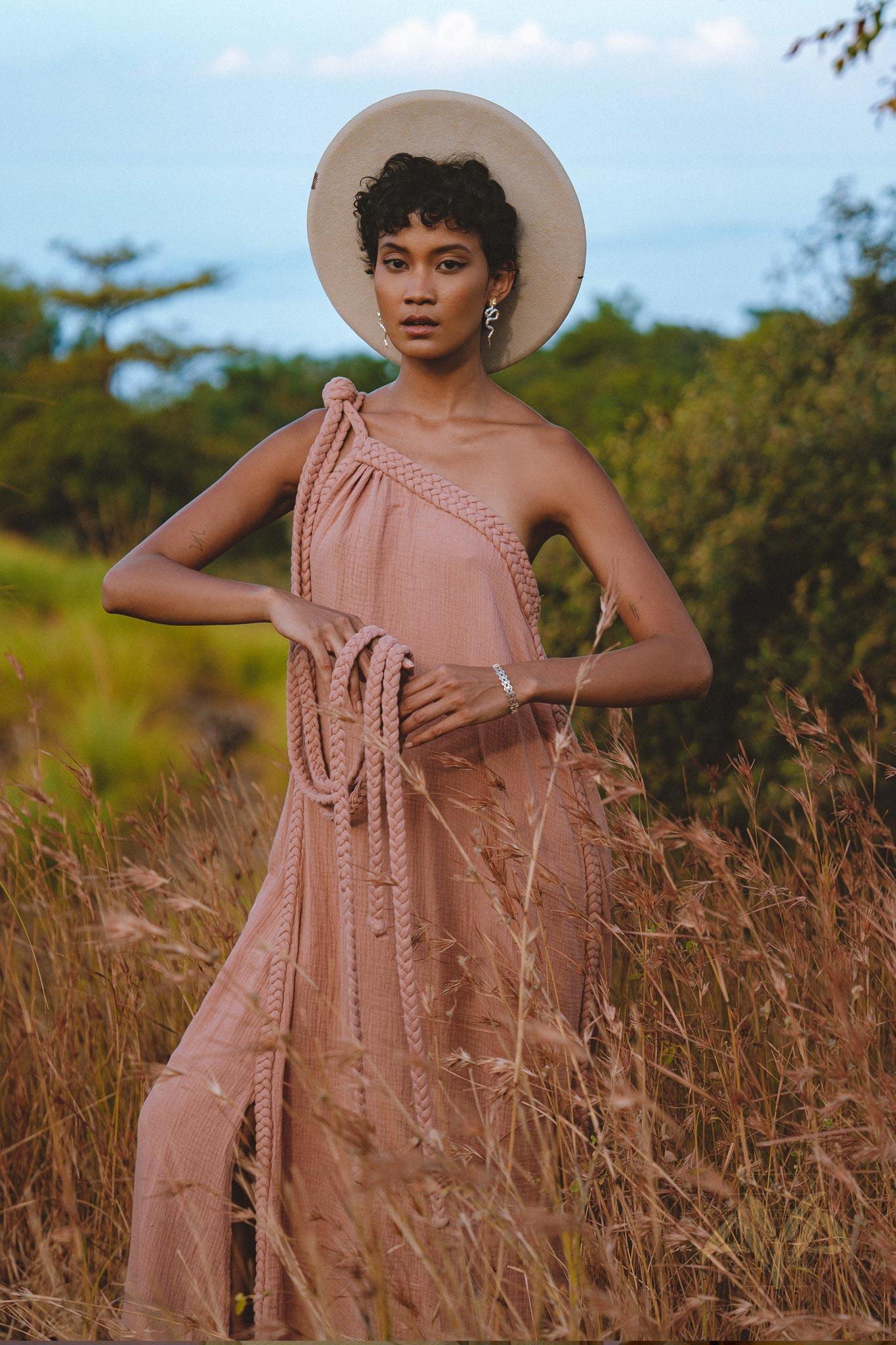Pink Aurora Greek Goddess Dress • Boho Macrame Dress • Boho Sustainable Dress - AYA Sacred Wear
