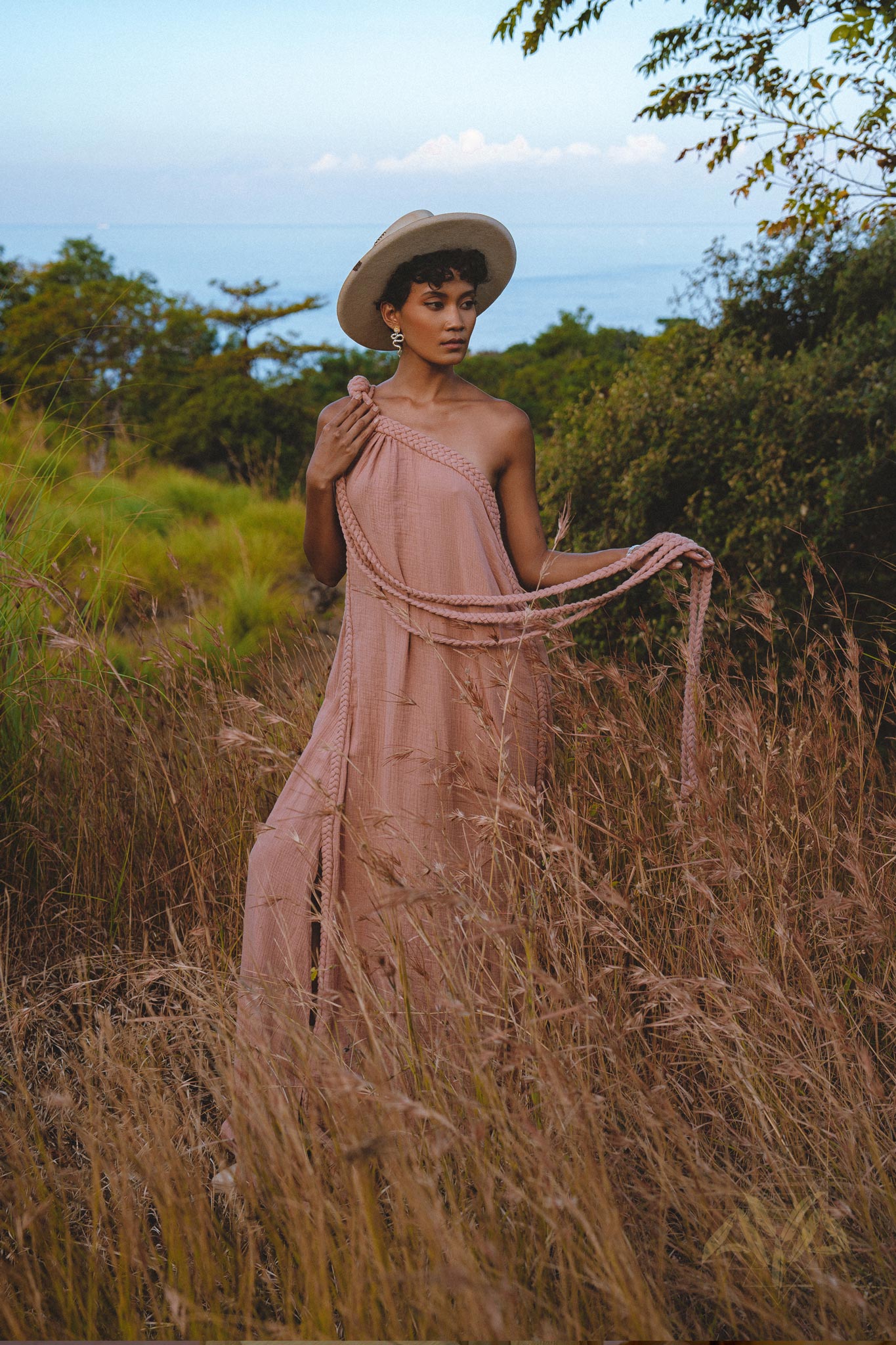 Pink Aurora Greek Goddess Dress • Boho Macrame Dress • Boho Sustainable Dress - AYA Sacred Wear