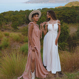 Pink Aurora Greek Goddess Dress • Boho Macrame Dress • Boho Sustainable Dress - AYA Sacred Wear