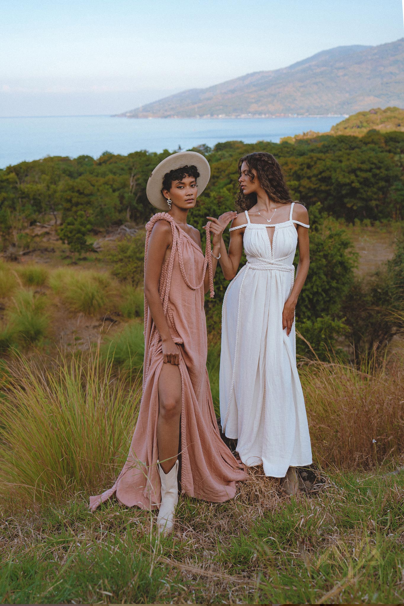 Pink Aurora Greek Goddess Dress • Boho Macrame Dress • Boho Sustainable Dress - AYA Sacred Wear