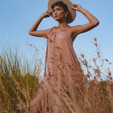 Pink Aurora Greek Goddess Dress • Boho Macrame Dress • Boho Sustainable Dress - AYA Sacred Wear