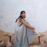 Powder Blue Bhakti Dress • Hand Embroidered Dress • Organic Casual Dress • Goddess Dress - AYA Sacred Wear