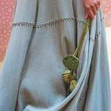 Powder Blue Bhakti Dress • Hand Embroidered Dress • Organic Casual Dress • Goddess Dress - AYA Sacred Wear