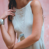 Powder Blue Bhakti Dress • Hand Embroidered Dress • Organic Casual Dress • Goddess Dress - AYA Sacred Wear