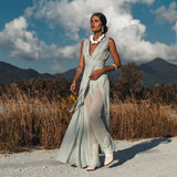 Powder Blue Boho Jumpsuit Women • Peace Silk & Cotton Romper for Women - AYA Sacred Wear