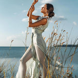 Powder Blue Boho Jumpsuit Women • Peace Silk & Cotton Romper for Women - AYA Sacred Wear