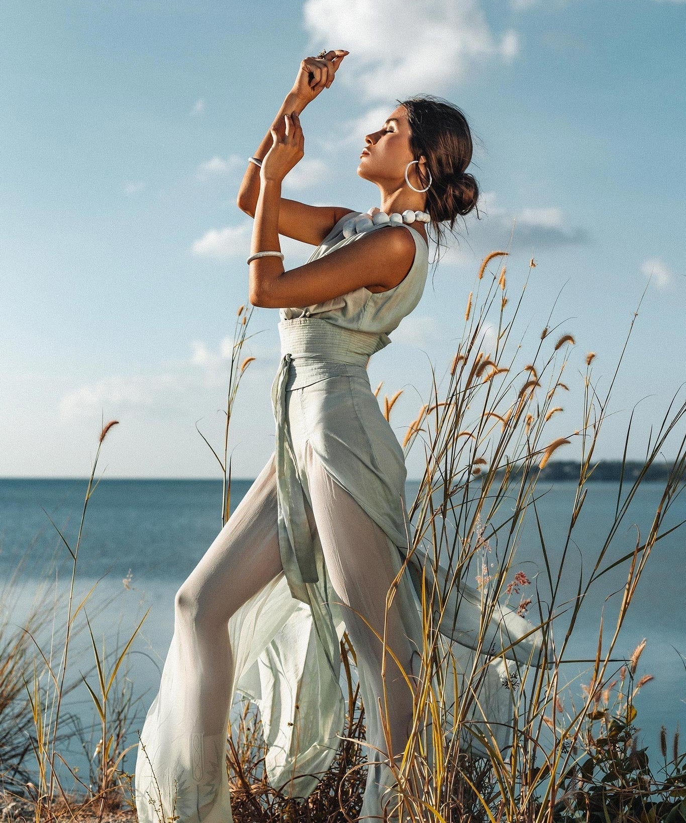 Powder Blue Boho Jumpsuit Women • Peace Silk & Cotton Romper for Women - AYA Sacred Wear