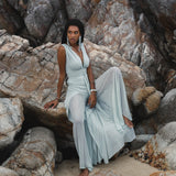 Powder Blue Boho Jumpsuit Women • Peace Silk & Cotton Romper for Women - AYA Sacred Wear