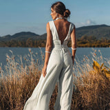 Powder Blue Boho Jumpsuit Women • Peace Silk & Cotton Romper for Women - AYA Sacred Wear