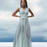 Powder Blue Boho Jumpsuit Women • Peace Silk & Cotton Romper for Women - AYA Sacred Wear