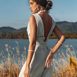 Powder Blue Boho Jumpsuit Women • Peace Silk & Cotton Romper for Women - AYA Sacred Wear