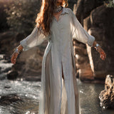Powder Blue Kannika Shirt Dress • Multiway Button Down Dress • Wrap Cover Up Dress - AYA Sacred Wear