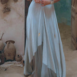 Powder Blue Padma Dress • Handloomed Laces Dress • Minimalist Goddess Dress - AYA Sacred Wear