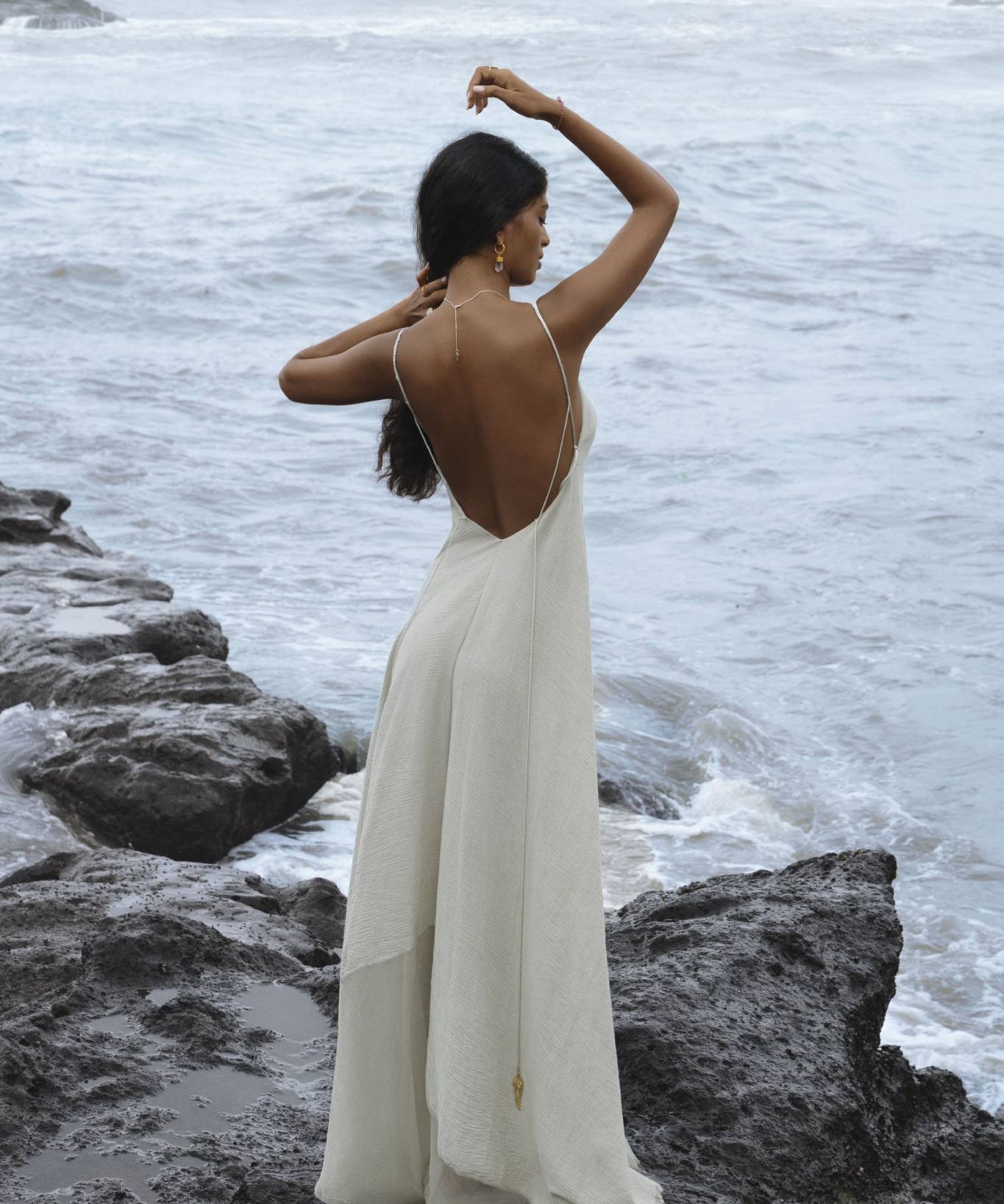 Powder Blue Padma Dress • Handloomed Laces Dress • Minimalist Goddess Dress - AYA Sacred Wear