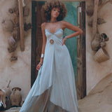 Powder Blue Padma Dress • Handloomed Laces Dress • Minimalist Goddess Dress - AYA Sacred Wear
